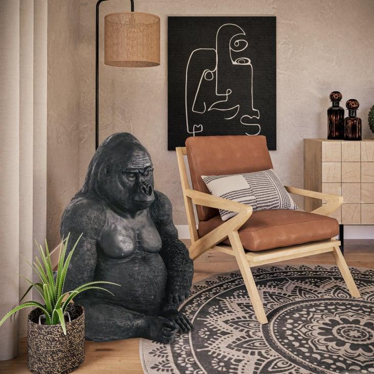 Maisons Du Monde NEOBROUSSE - Estatua De Jardín De Gorila Sentado Negra Mate Alt. 83