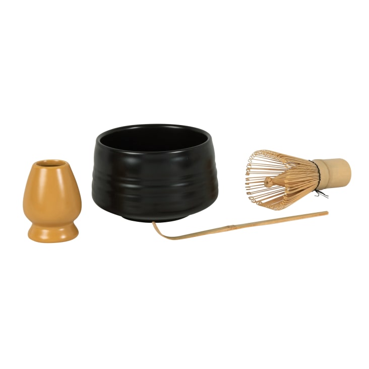 Maisons Du Monde New York - Estuche Para TÃ© Matcha De Gres Negro Amarillo Y BambÃº