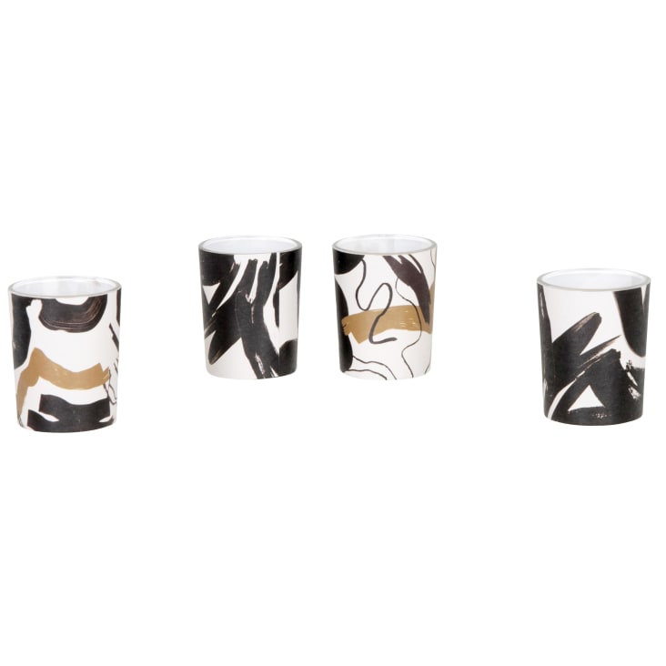 Maisons Du Monde New York - Juego De 4 Velas Negro Blanco Y Amarillo