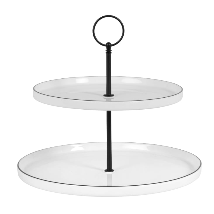 Maisons du Monde New York - Soporte para pasteles de porcelana blanca y negra