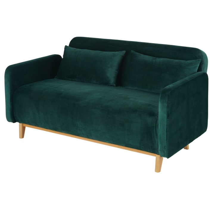 Maisons Du Monde Nia - Sofá Cama De 2/3 Plazas De Terciopelo Verde