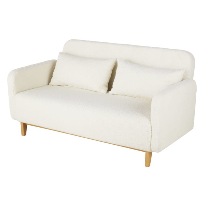 Maisons Du Monde Nia - Sofá Cama De Tela Rizada De 2/3 Plazas Color Crudo