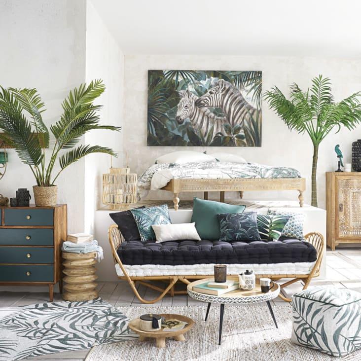 Maisons Du Monde NIASSA - Soporte Para Plantas De Metal Calado Negro Con Motivos Vegetales