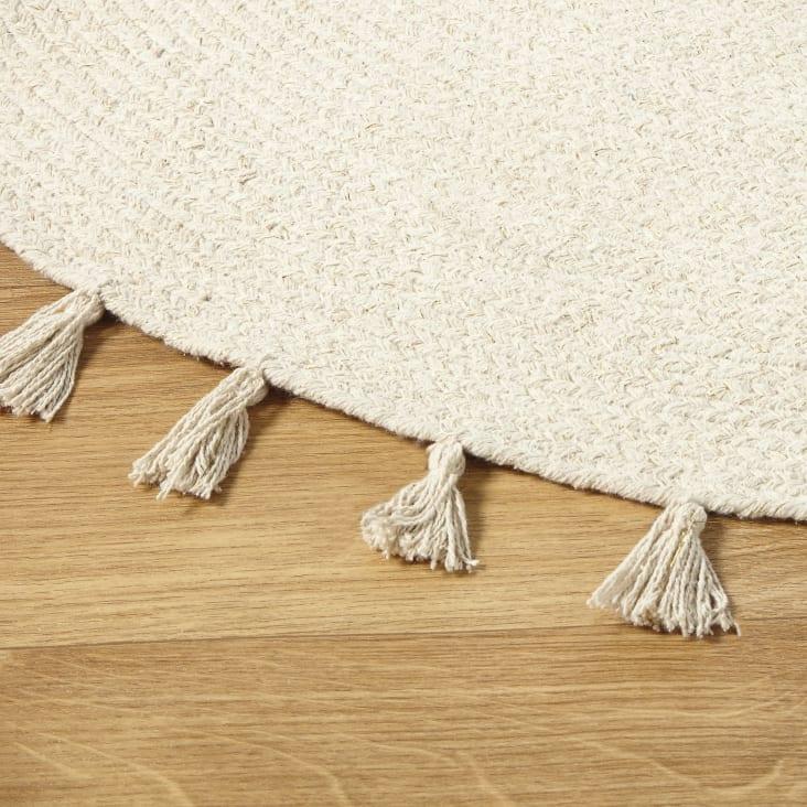 Maisons Du Monde NINA - Alfombra Redonda De Algodón Color Crudo Con Borlas D.100