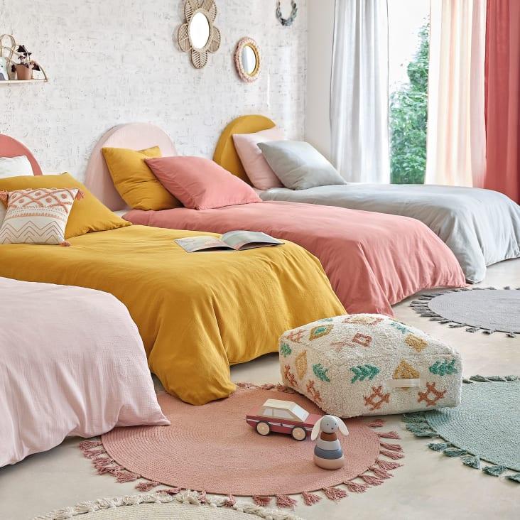 Maisons Du Monde NINA - Alfombra Redonda De Algodón Reciclado Rosa Con Pompones D. 100