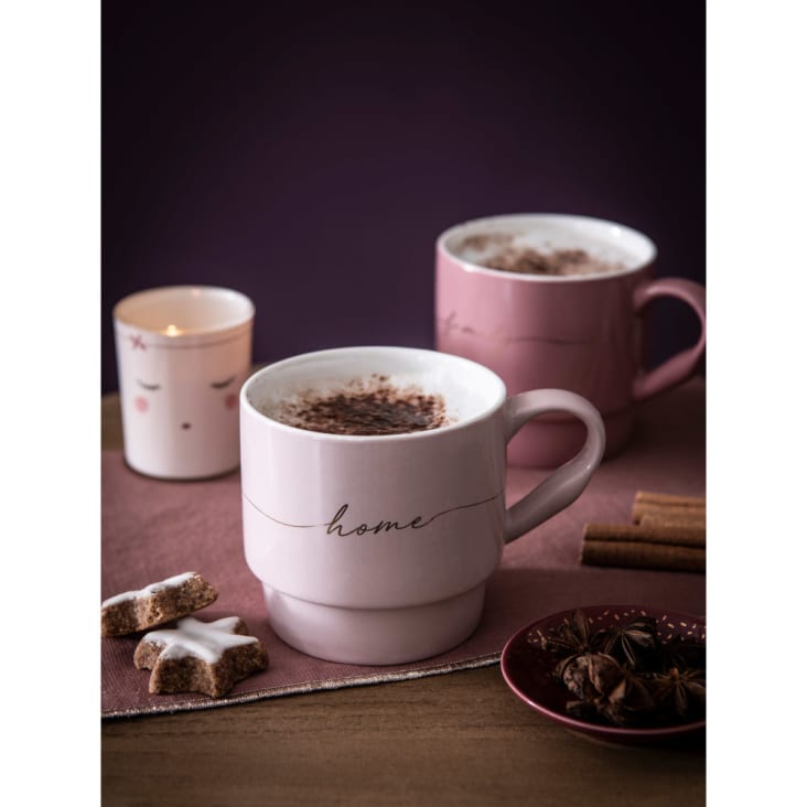 Maisons Du Monde NINA - Soporte Para 4 Tazas De Cerámica Con Motivos Decorativos