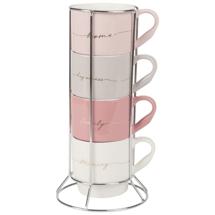 Maisons du Monde NINA - Soporte para 4 tazas de cerámica con motivos decorativos