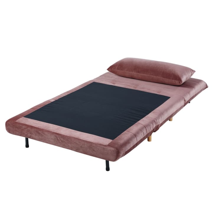 Maisons Du Monde Nio - Sofá Cama De 1 Plaza De Terciopelo Rosa Envejecido