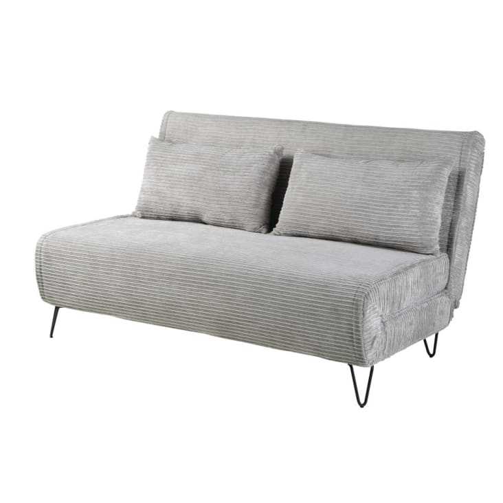 Maisons Du Monde Nio - Sofá Cama De 2 Plazas De Terciopelo Gris Claro