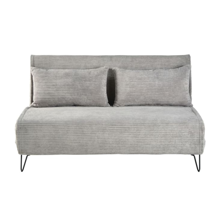 Maisons du Monde Nio - Sofá cama de 2 plazas de terciopelo gris claro