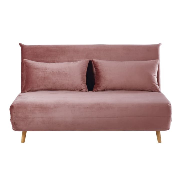 Maisons du Monde Nio - Sofá cama de 2 plazas de terciopelo rosa viejo
