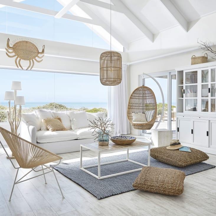 Maisons Du Monde NIRVANA - Lámpara De Pie De Madera De Deriva Con Pantalla Blanca Alt.159