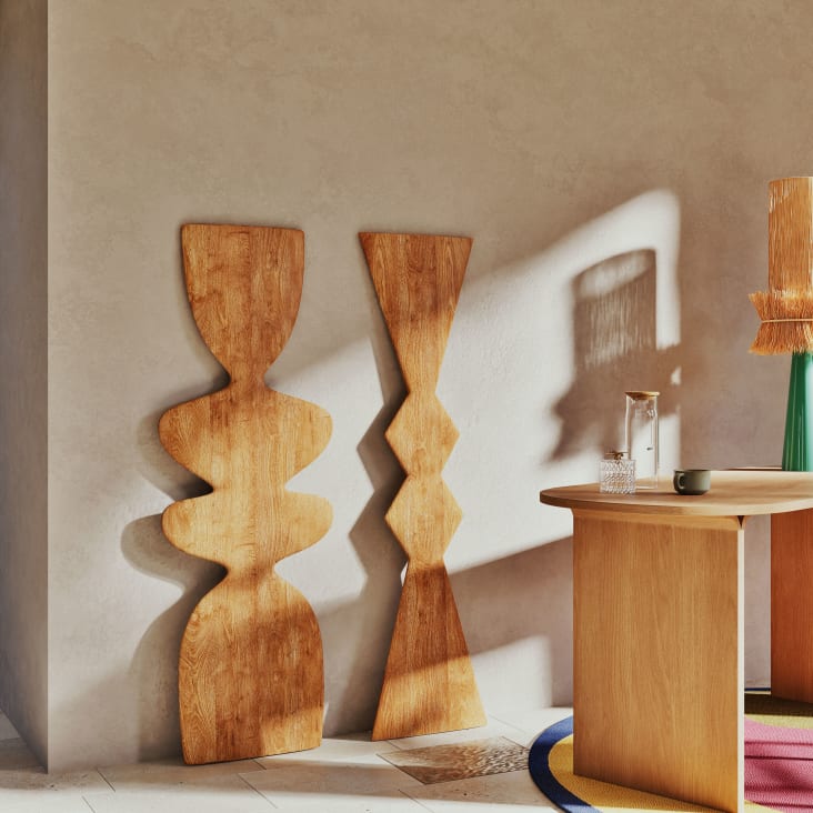 Maisons Du Monde Nisiros - Set De 2 Figuras De Madera De Mango Para Decorar La Pared De 51x140 Cm