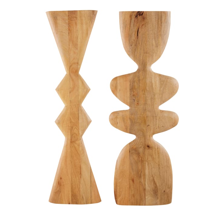 Maisons du Monde Nisiros - Set de 2 figuras de madera de mango para decorar la pared de 51x140 cm