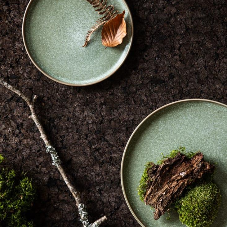 Maisons Du Monde NIWA - Lote De 4 - Plato De Postre De Gres Verde