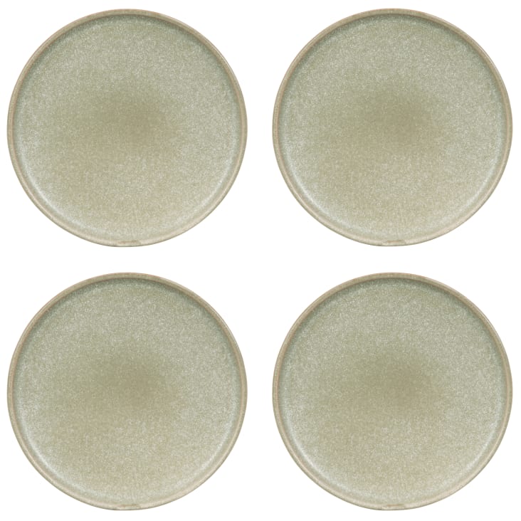 Maisons du Monde NIWA - Lote de 4 - Plato de postre de gres verde