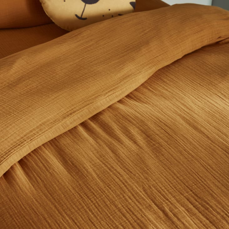 Maisons Du Monde Noa - Juego De Cama Infantil De Algodón Orgánico Marrón Caramelo 140x200