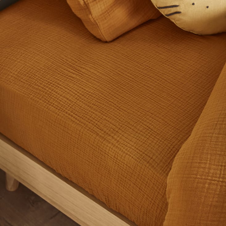 Maisons Du Monde Noa - Sábana Bajera De Algodón Orgánico Marrón Caramelo 90x190