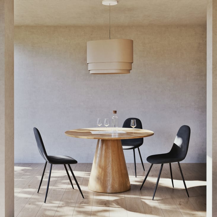 Maisons Du Monde Nogobo - Mesa De Comedor Redonda De Mango Macizo Blanqueado Para 5/6 Personas D.120