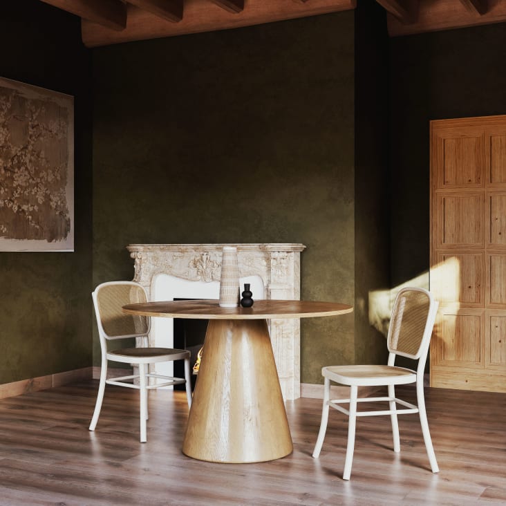 Maisons Du Monde Nogobo - Mesa De Comedor Redonda De Mango Macizo Blanqueado Para 5/6 Personas D.120