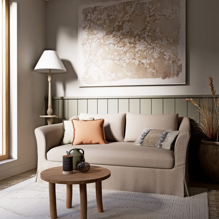 Maisons Du Monde NORA - Lienzo De Lino Con Estampado Floral 152x122