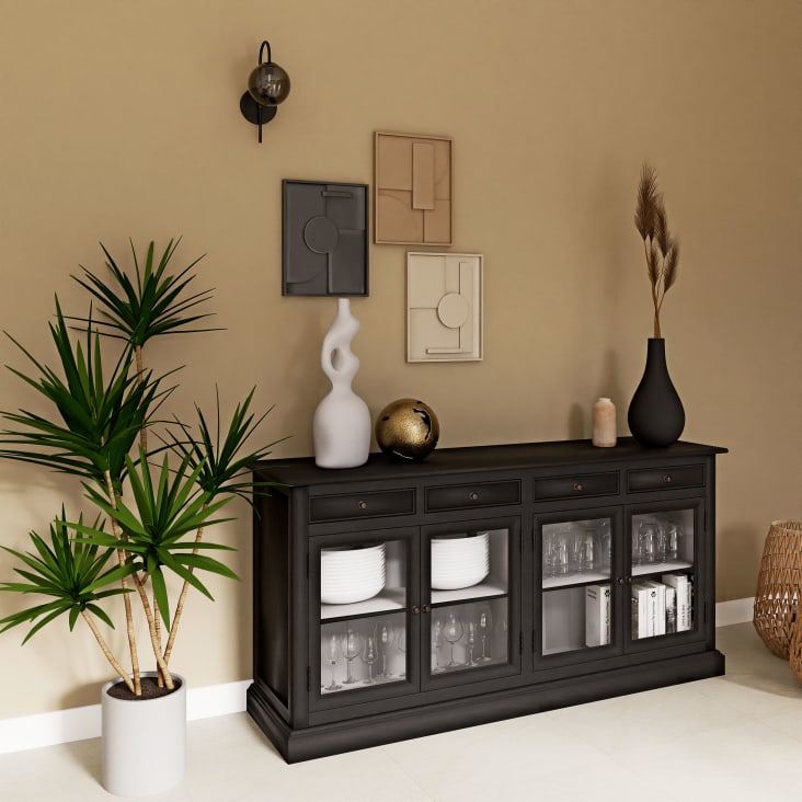 Maisons Du Monde NORAH - Cuadros En Negro Beige Y Crudo (x3) 32 X 40 Cm