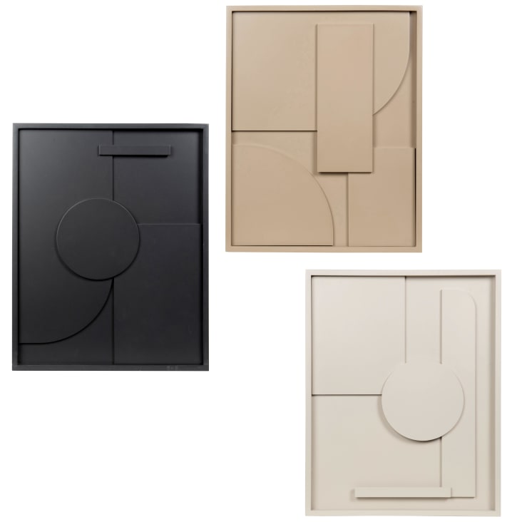 Maisons du Monde NORAH - Cuadros en negro beige y crudo (x3) 32 x 40 cm