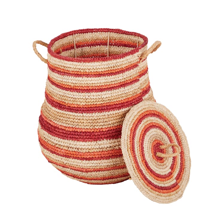 Maisons Du Monde Nouka - Cesta De Sisal Coral Naranja Y Beige