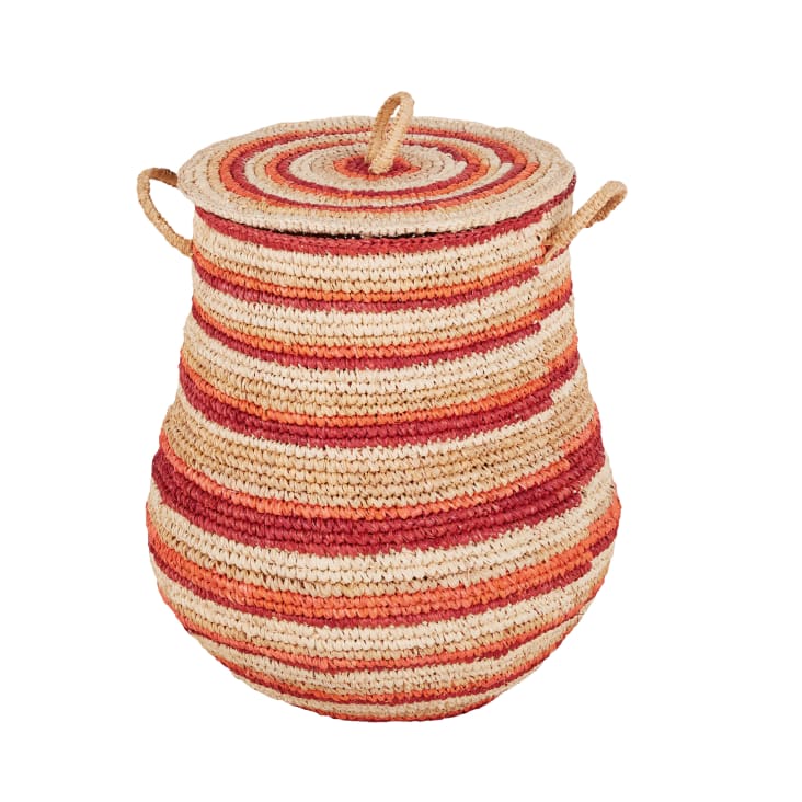 Maisons du Monde Nouka - Cesta de sisal coral naranja y beige