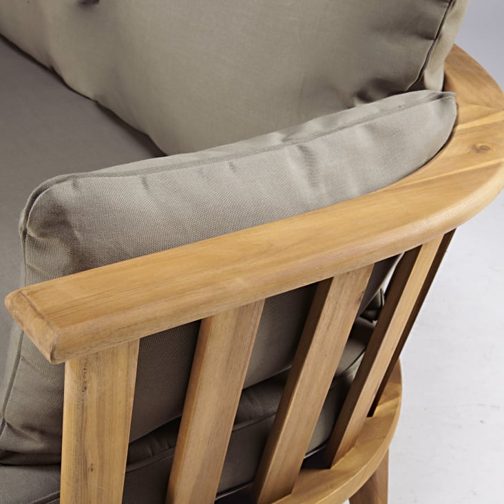 Maisons Du Monde Noumea - Sofá De Jardín De 2/3 Plazas De Madera De Acacia Maciza Y Cojines Marrones