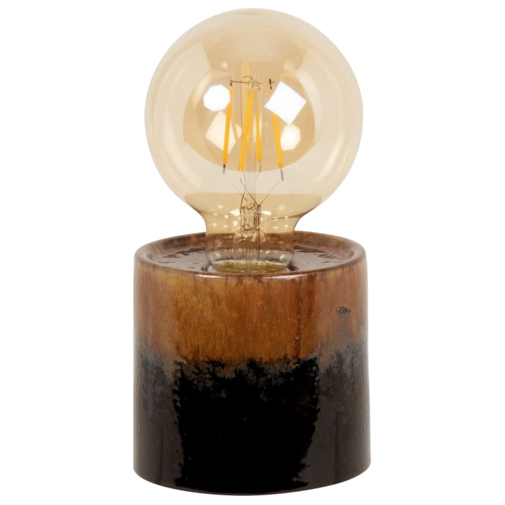 Maisons du Monde Oban - Lámpara decorativa de cerámica y globo de cristal ámbar