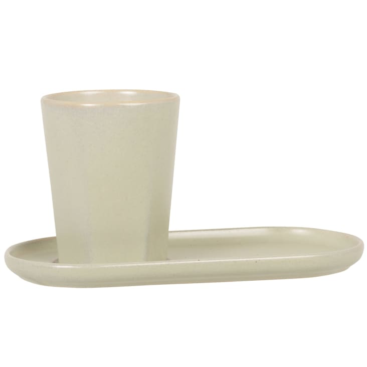 Maisons du Monde Oban - Lote de 2 - Taza y platillo de gres verde agua