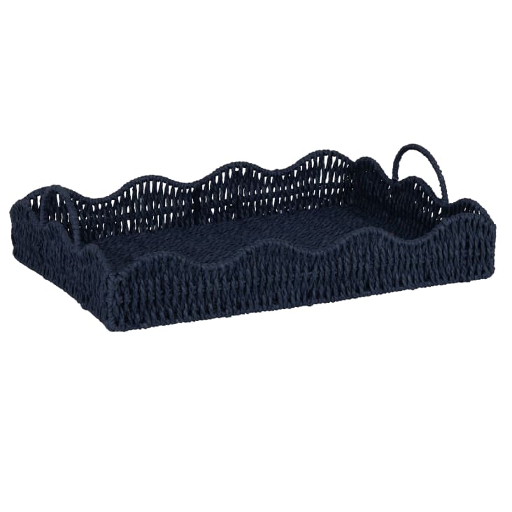 Maisons Du Monde Oceane - Bandeja Decorativa De Papel Trenzado Color Azul