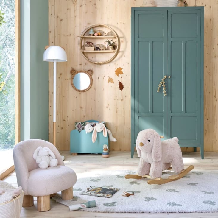 Maisons Du Monde OCTAVE - Espejo Redondo Con Orejas En Ratán Beige D. 30