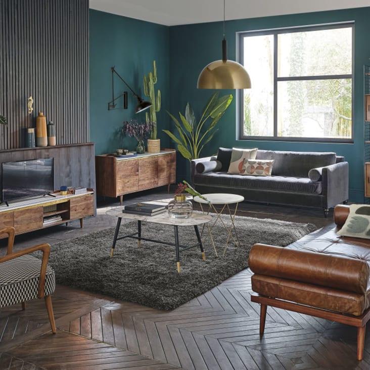 Maisons Du Monde Odyssee - Mesa Auxiliar De Mármol Claro Y Metal Dorado