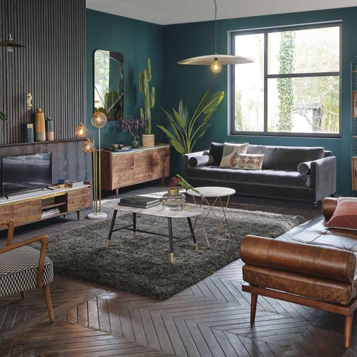 Maisons Du Monde Odyssee - Mesa Auxiliar De Mármol Claro Y Metal Dorado