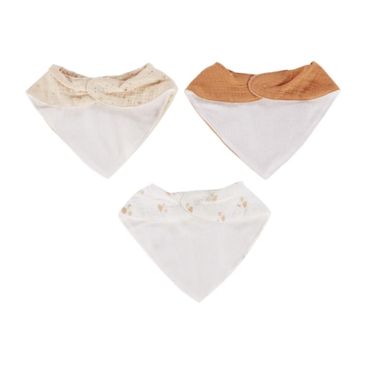 Maisons Du Monde OIA - Baberos De Gasa De Algodón En Blanco Beige Rosado Y Terracota (x3)