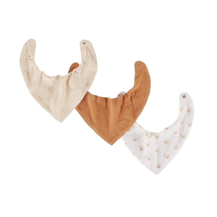 Maisons du Monde OIA - Baberos de gasa de algodón en blanco beige rosado y terracota (x3)