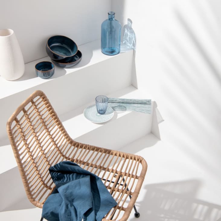 Maisons Du Monde OIA - Ensaladera De Cerámica Azul Y Marrón