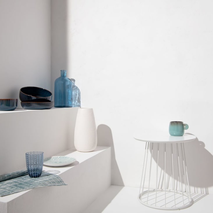 Maisons Du Monde OIA - Ensaladera De Cerámica Azul Y Marrón