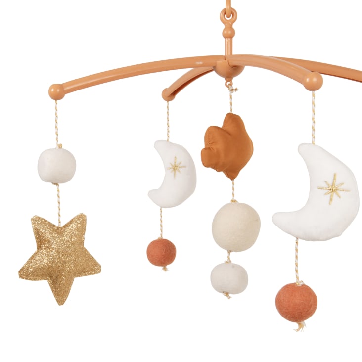 Maisons Du Monde OIA - Móvil Musical Para Bebé En Blanco Beige Terracota Y Rosa