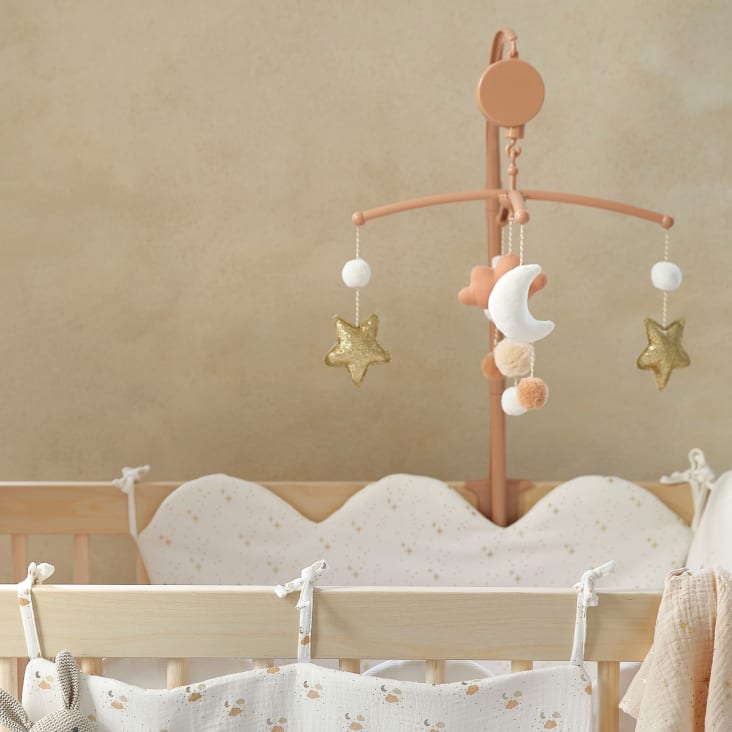 Maisons Du Monde OIA - Móvil Musical Para Bebé En Blanco Beige Terracota Y Rosa
