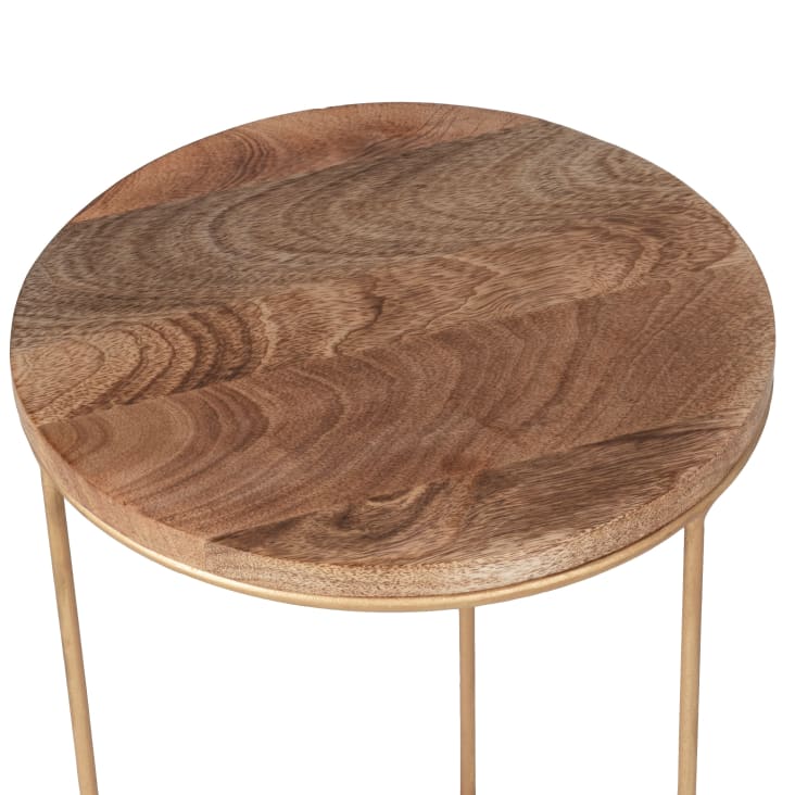 Maisons Du Monde Olga - Mesa Auxiliar De Madera De Mango Y Metal Dorado