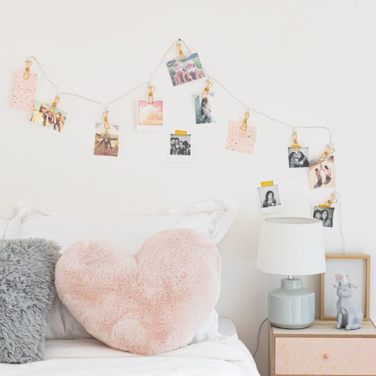 Maisons Du Monde OLIVIA - Cojín En Forma De Corazón De Pelo Sintético En Rosa D. 40