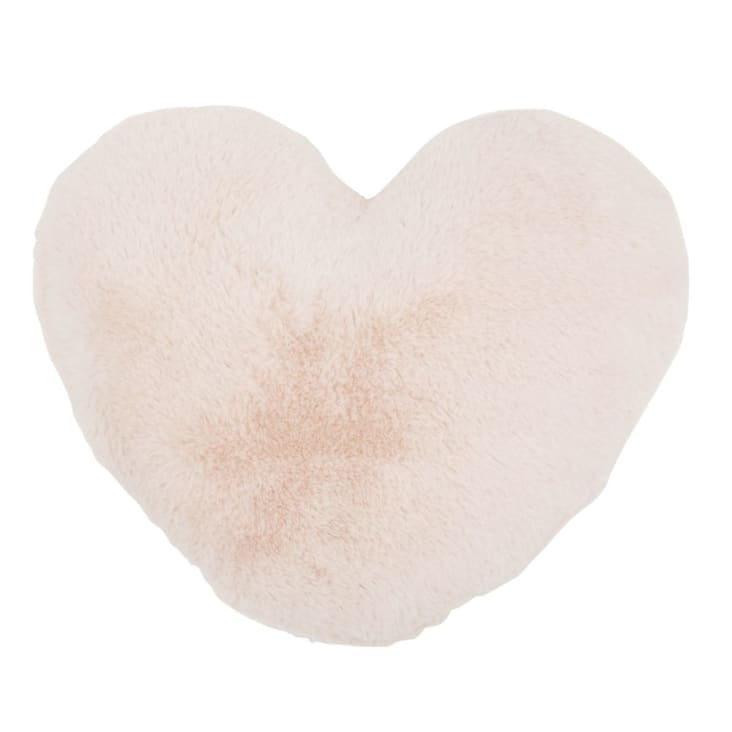 Maisons du Monde OLIVIA - Cojín en forma de corazón de pelo sintético en rosa D. 40