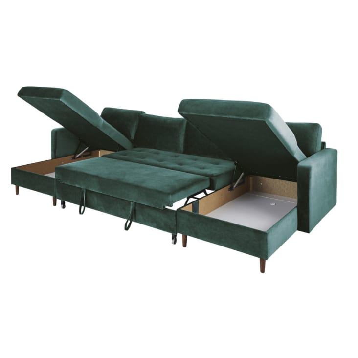 Maisons Du Monde Olivia - Sofá Panorámico De 7/9 Plazas De Terciopelo Verde