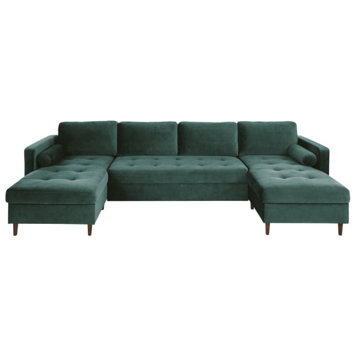 Maisons du Monde Olivia - Sofá panorámico de 7/9 plazas de terciopelo verde