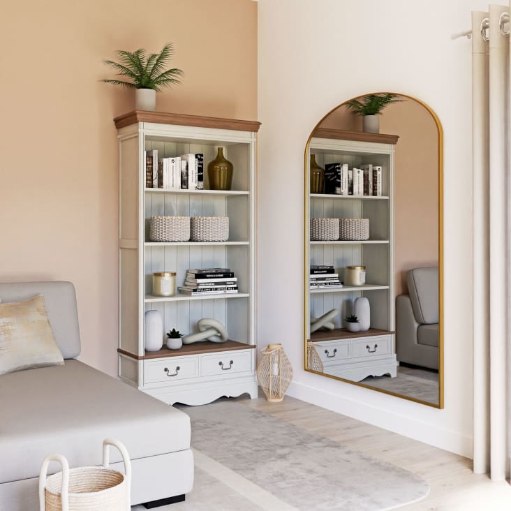 Maisons Du Monde OLIVO - Cojín De Tejido De Jacquard En Blanco Y Dorado 45x45