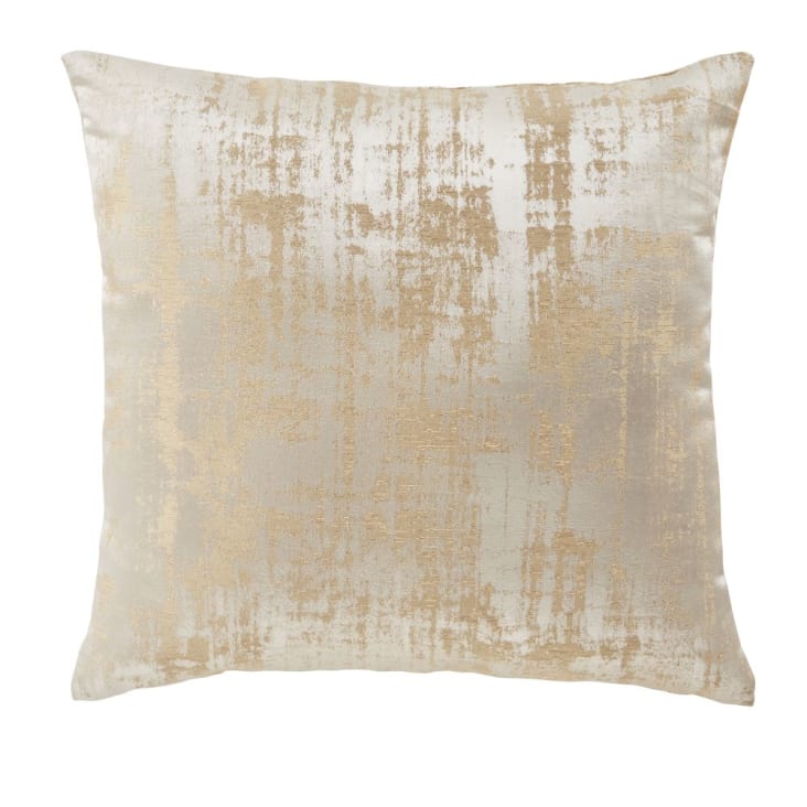 Maisons du Monde OLIVO - Cojín de tejido de jacquard en blanco y dorado 45x45
