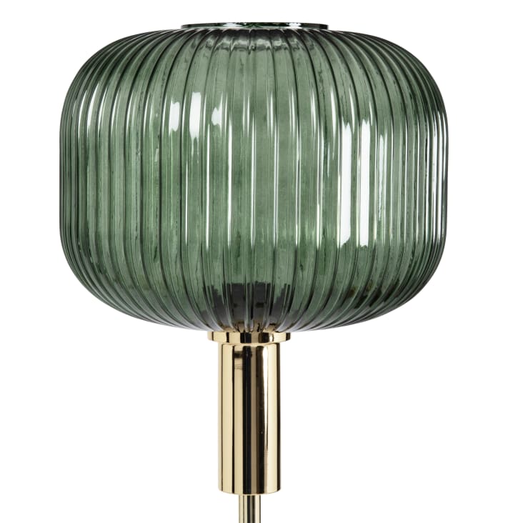 Maisons Du Monde OMAJA - Lámpara De Pie De Cristal Soplado Verde Y Metal Dorado Alt.155
